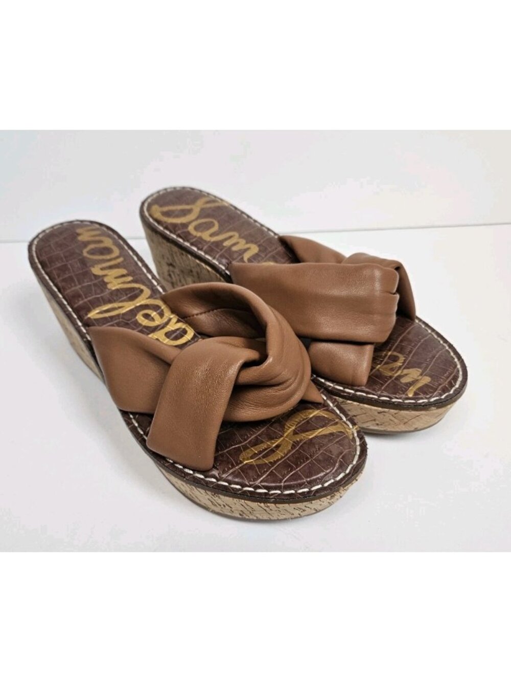 Sam Edelman Twist Strap Wedges Womens 10 90's Y2K Style Brown